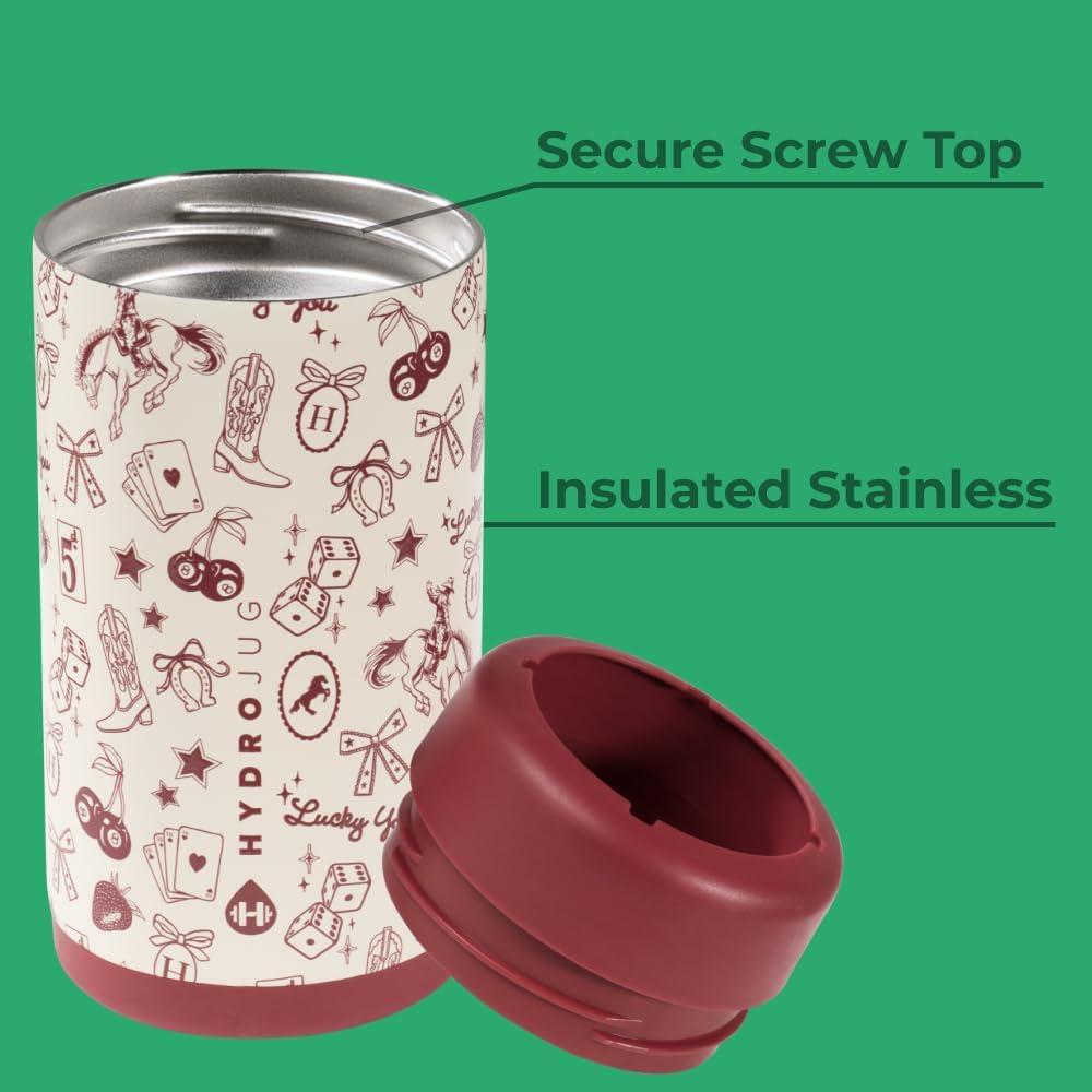 imageHydroJug Standard Can Cooler  2in1 Insulated Can Cooler Cup  Stainless Steel Can Holder with NonSlip Rubber Base  ScrewTop Lid  Dishwasher Safe  12oz SageClover