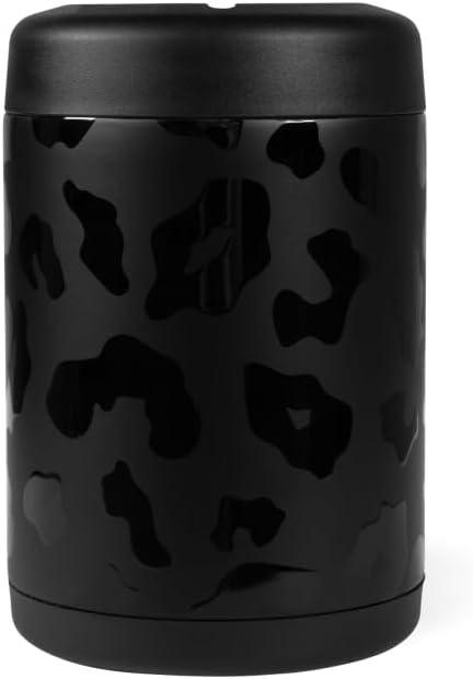 imageHydroJug Standard Can Cooler  2in1 Insulated Can Cooler Cup  Stainless Steel Can Holder with NonSlip Rubber Base  ScrewTop Lid  Dishwasher Safe  12oz SageBlack Leopard