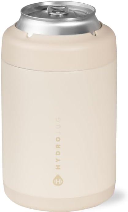 imageHydroJug Standard Can Cooler  2in1 Insulated Can Cooler Cup  Stainless Steel Can Holder with NonSlip Rubber Base  ScrewTop Lid  Dishwasher Safe  12oz SageCream
