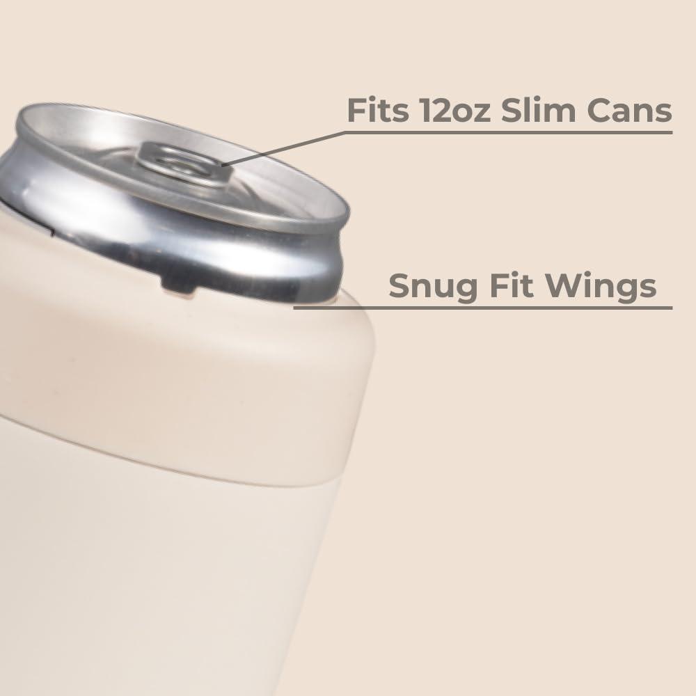 imageHydroJug Standard Can Cooler  2in1 Insulated Can Cooler Cup  Stainless Steel Can Holder with NonSlip Rubber Base  ScrewTop Lid  Dishwasher Safe  12oz SageCream