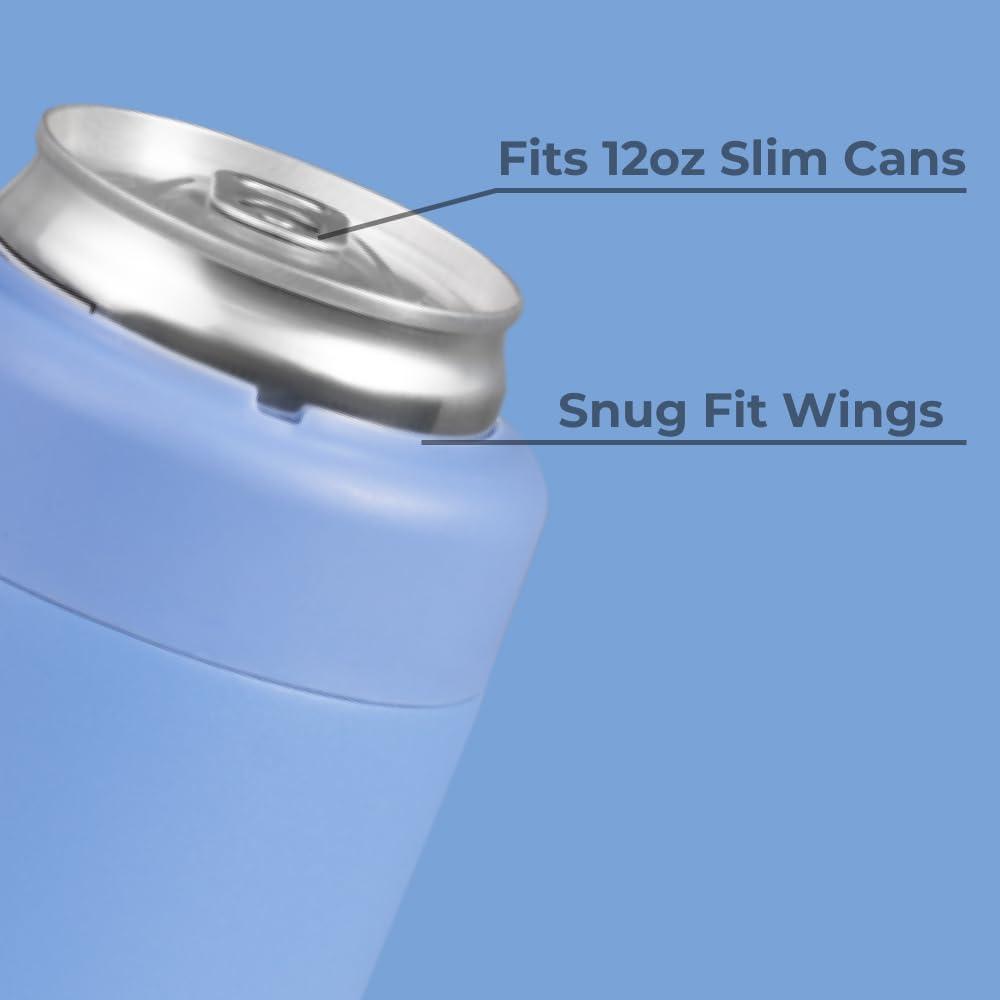 imageHydroJug Standard Can Cooler  2in1 Insulated Can Cooler Cup  Stainless Steel Can Holder with NonSlip Rubber Base  ScrewTop Lid  Dishwasher Safe  12oz SageLight Blue