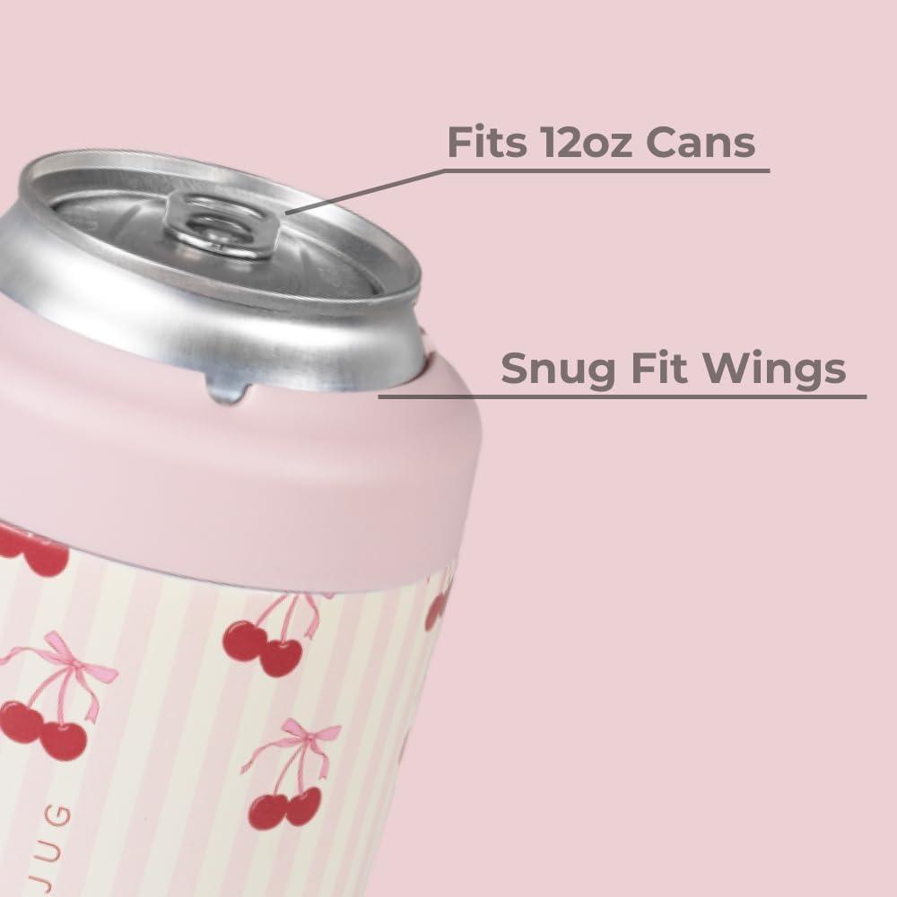 imageHydroJug Standard Can Cooler  2in1 Insulated Can Cooler Cup  Stainless Steel Can Holder with NonSlip Rubber Base  ScrewTop Lid  Dishwasher Safe  12oz SageSweet Cherry
