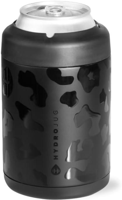 imageHydroJug Standard Can Cooler  2in1 Insulated Can Cooler Cup  Stainless Steel Can Holder with NonSlip Rubber Base  ScrewTop Lid  Dishwasher Safe  12oz SageBlack Leopard