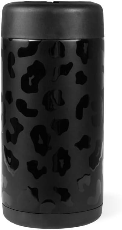 imageHydroJug Standard Can Cooler  2in1 Insulated Can Cooler Cup  Stainless Steel Can Holder with NonSlip Rubber Base  ScrewTop Lid  Dishwasher Safe  12oz SageBlack Leopard