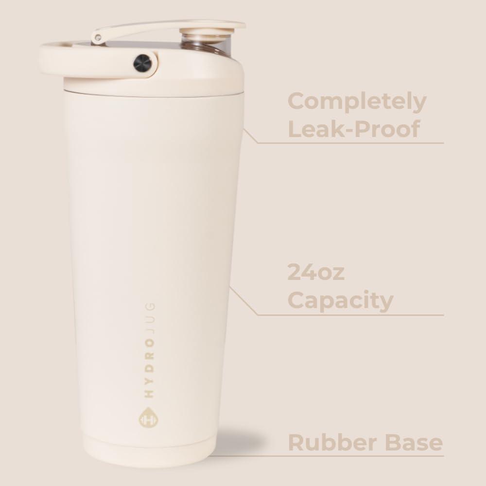 imageHydroJug 24 oz New Stainless Steel Shaker  Insulated Leakproof BPAFree with Silent Mixing Grate  No Clumps No Noise  Premium Shaker for Fitness Sports ampamp Everyday Use Black LeopardCream