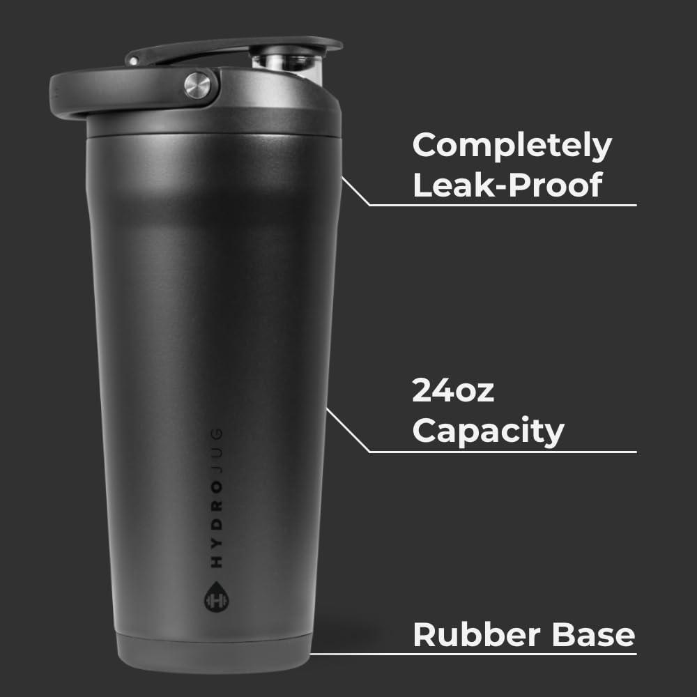 imageHydroJug 24 oz New Stainless Steel Shaker  Insulated Leakproof BPAFree with Silent Mixing Grate  No Clumps No Noise  Premium Shaker for Fitness Sports ampamp Everyday Use Black LeopardBlack