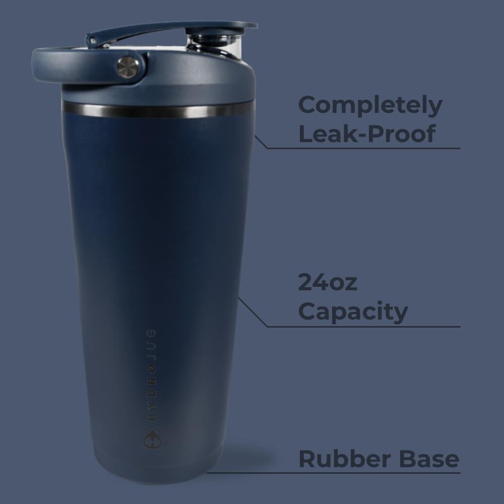 imageHydroJug 24 oz New Stainless Steel Shaker  Insulated Leakproof BPAFree with Silent Mixing Grate  No Clumps No Noise  Premium Shaker for Fitness Sports ampamp Everyday Use Black LeopardMidnight