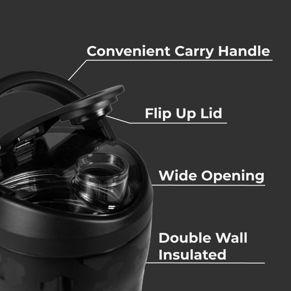 imageHydroJug 24 oz New Stainless Steel Shaker  Insulated Leakproof BPAFree with Silent Mixing Grate  No Clumps No Noise  Premium Shaker for Fitness Sports ampamp Everyday Use Black LeopardBlack Leopard