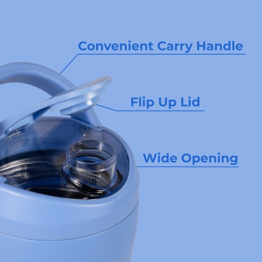 imageHydroJug 24 oz New Stainless Steel Shaker  Insulated Leakproof BPAFree with Silent Mixing Grate  No Clumps No Noise  Premium Shaker for Fitness Sports ampamp Everyday Use Black LeopardLight Blue