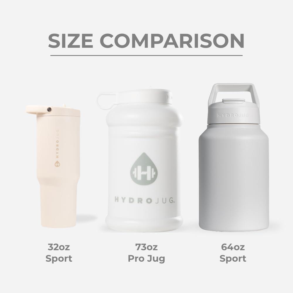 imageHydroJug Half Gallon Water Bottle 73oz  Refillable Reusable Jug With Carry Handle  Leakproof Guarantee  Great For OnTheGo Hydration  Dishwasher Safe BPA Free Light Blue Pro Jug V2White