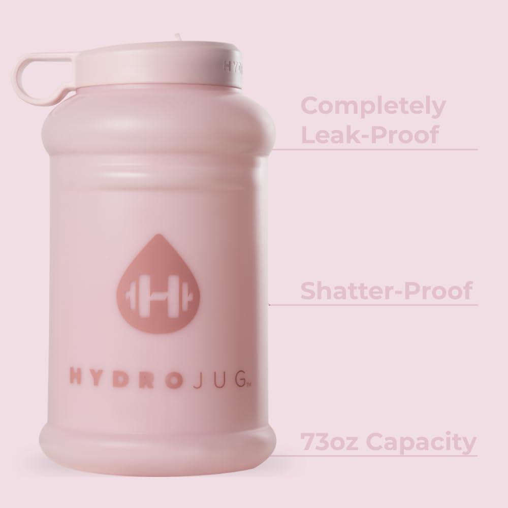 imageHydroJug Half Gallon Water Bottle 73oz  Refillable Reusable Jug With Carry Handle  Leakproof Guarantee  Great For OnTheGo Hydration  Dishwasher Safe BPA Free Light Blue Pro Jug V2Pink Sand