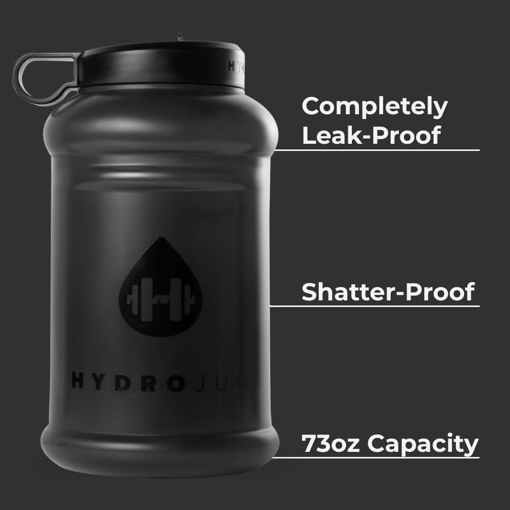 imageHydroJug Half Gallon Water Bottle 73oz  Refillable Reusable Jug With Carry Handle  Leakproof Guarantee  Great For OnTheGo Hydration  Dishwasher Safe BPA Free Light Blue Pro Jug V2Black