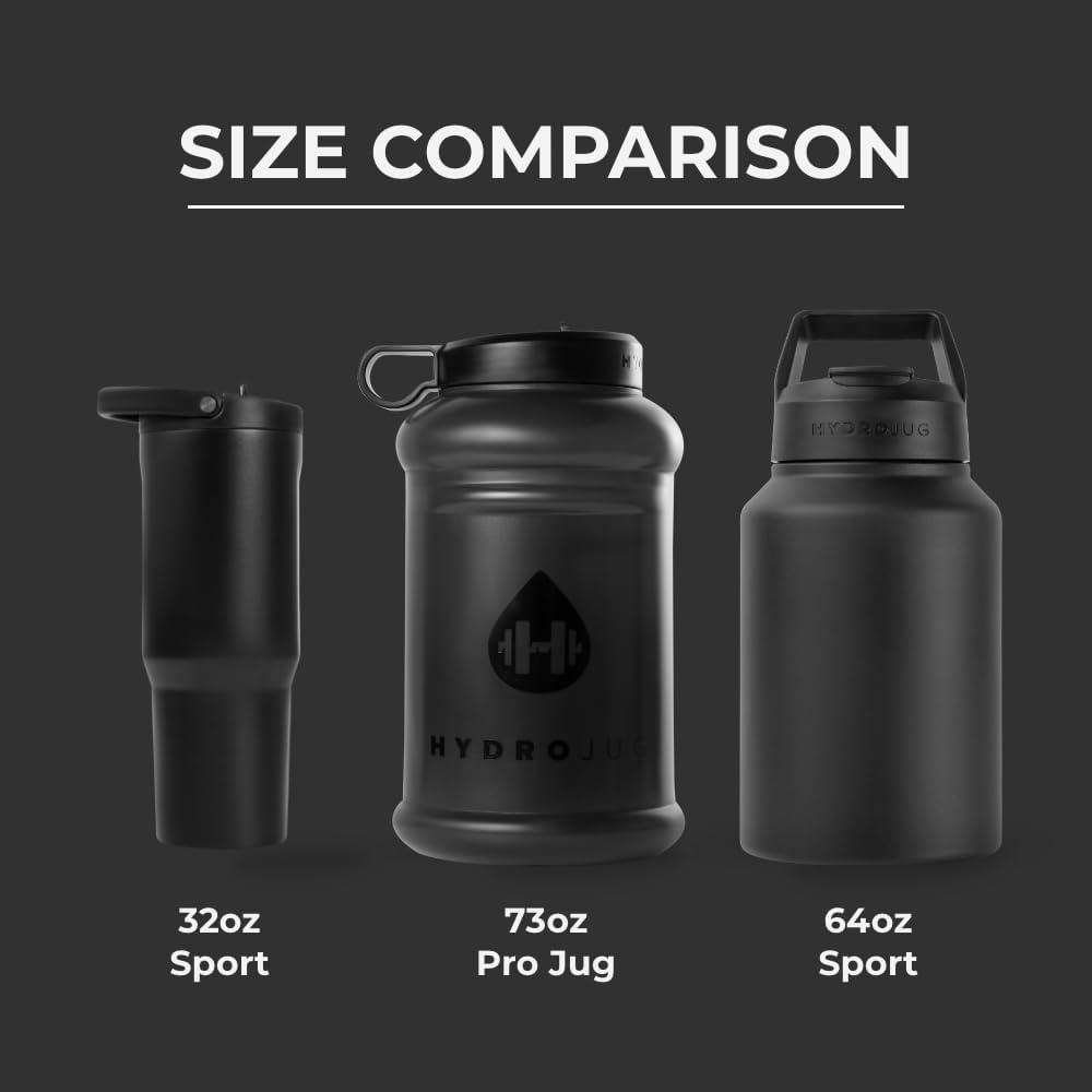 imageHydroJug Half Gallon Water Bottle 73oz  Refillable Reusable Jug With Carry Handle  Leakproof Guarantee  Great For OnTheGo Hydration  Dishwasher Safe BPA Free Light Blue Pro Jug V2Black