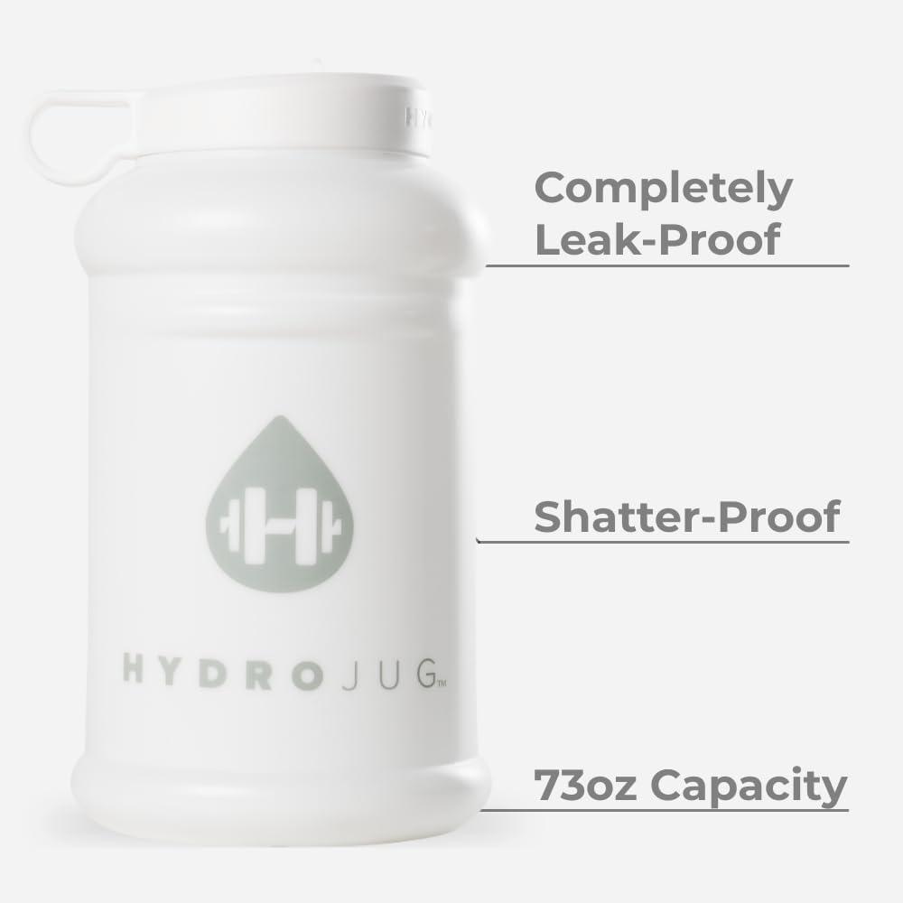 imageHydroJug Half Gallon Water Bottle 73oz  Refillable Reusable Jug With Carry Handle  Leakproof Guarantee  Great For OnTheGo Hydration  Dishwasher Safe BPA Free Light Blue Pro Jug V2White