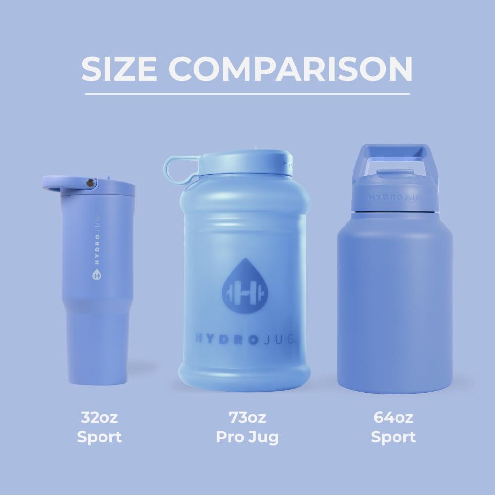 imageHydroJug Half Gallon Water Bottle 73oz  Refillable Reusable Jug With Carry Handle  Leakproof Guarantee  Great For OnTheGo Hydration  Dishwasher Safe BPA Free Light Blue Pro Jug V2Light Blue
