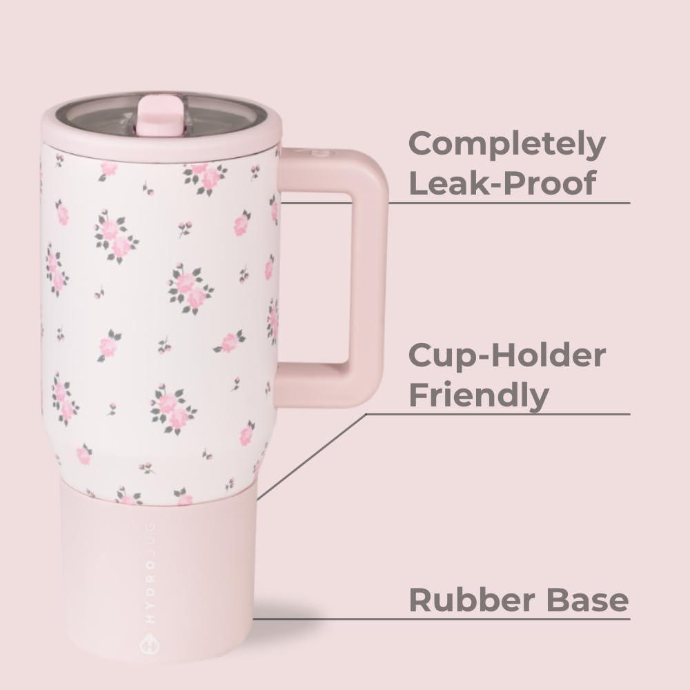 imageHydroJug Kids  20 oz Insulated Kids Water Bottle with Flip Straw ampamp Handle  LeakProof ampamp Durable  Perfect for School Sports Lunch Travel ampamp Camp BowsWildrose