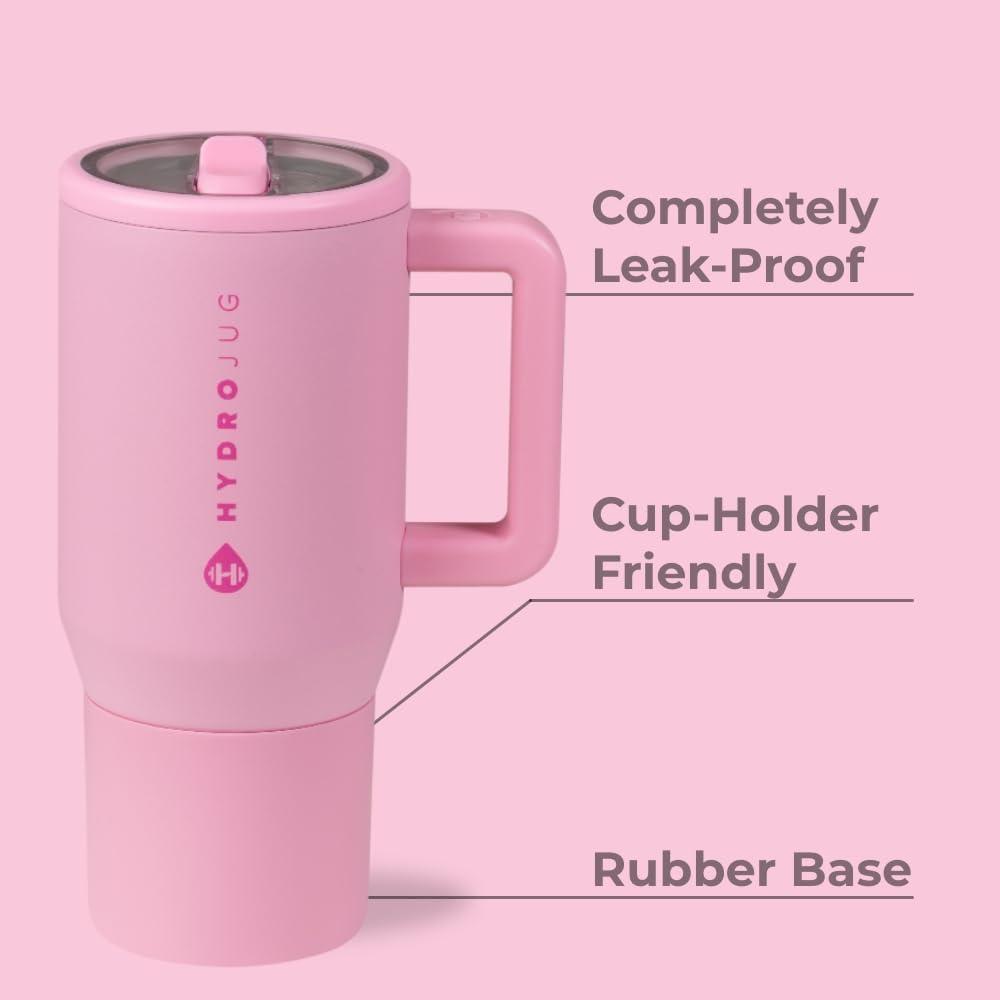 imageHydroJug Kids  20 oz Insulated Kids Water Bottle with Flip Straw ampamp Handle  LeakProof ampamp Durable  Perfect for School Sports Lunch Travel ampamp Camp BowsBlush