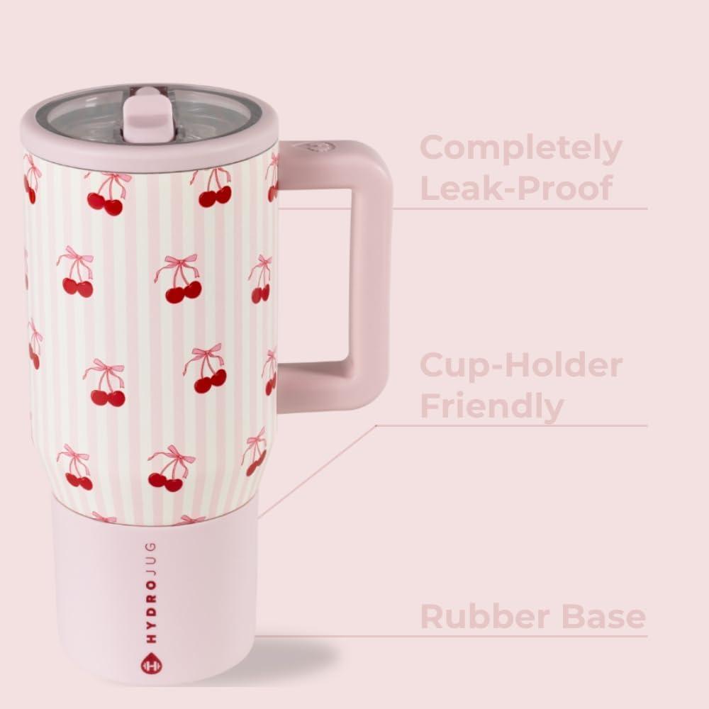 imageHydroJug Kids  20 oz Insulated Kids Water Bottle with Flip Straw ampamp Handle  LeakProof ampamp Durable  Perfect for School Sports Lunch Travel ampamp Camp BowsSweet Cherry