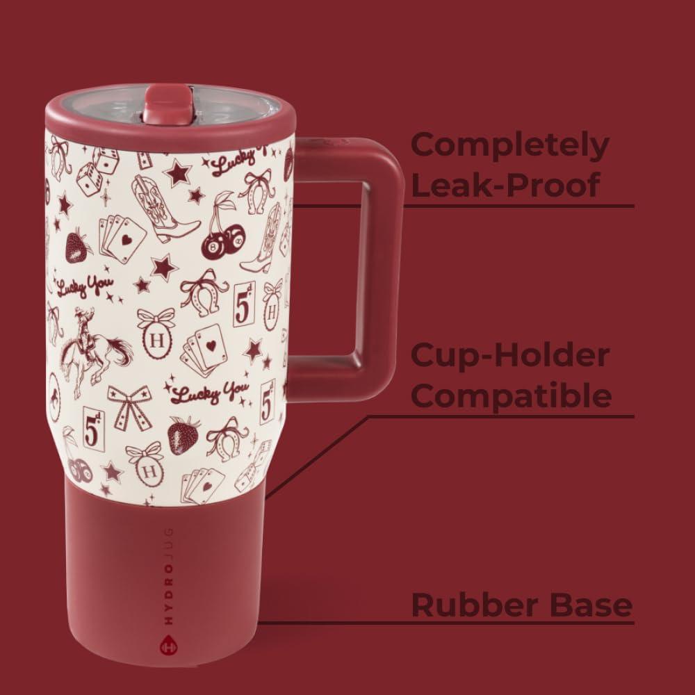 imageHydroJug Kids  20 oz Insulated Kids Water Bottle with Flip Straw ampamp Handle  LeakProof ampamp Durable  Perfect for School Sports Lunch Travel ampamp Camp BowsRed Western Charm
