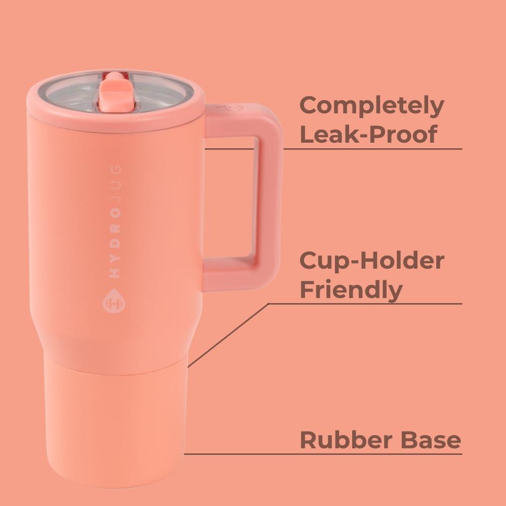 imageHydroJug Kids  20 oz Insulated Kids Water Bottle with Flip Straw ampamp Handle  LeakProof ampamp Durable  Perfect for School Sports Lunch Travel ampamp Camp BowsSummer Peach