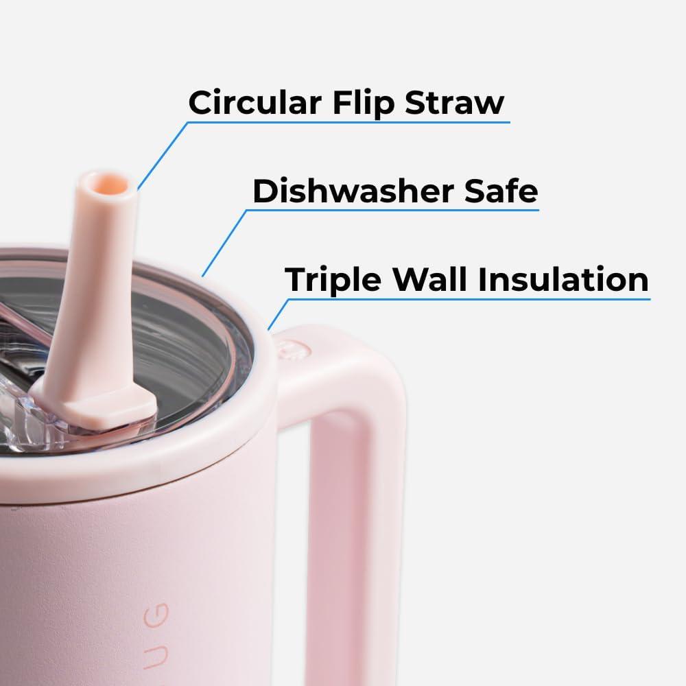 imageHydroJug Kids  20 oz Insulated Kids Water Bottle with Flip Straw ampamp Handle  LeakProof ampamp Durable  Perfect for School Sports Lunch Travel ampamp Camp BowsPink Sugar