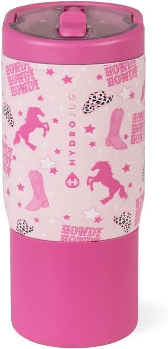 imageHydroJug Kids 14 oz Sport Water Bottle  Stainless Steel Insulated 100 Leakproof With Carry Handle BPAFree  KidFriendly Design  Durable ampamp Dishwasher Safe BowsCowgirl