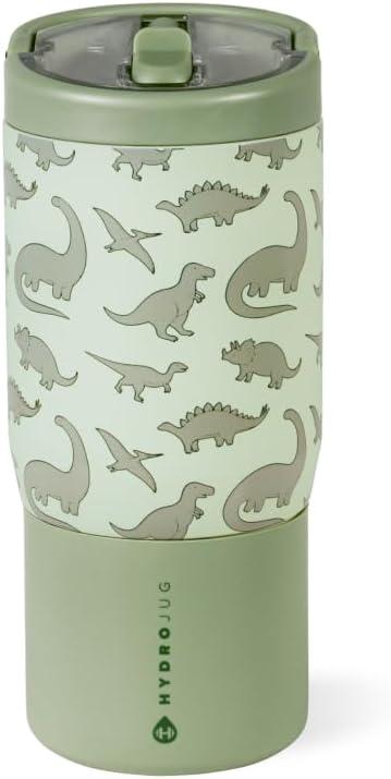 imageHydroJug Kids 14 oz Sport Water Bottle  Stainless Steel Insulated 100 Leakproof With Carry Handle BPAFree  KidFriendly Design  Durable ampamp Dishwasher Safe BowsDinosaur