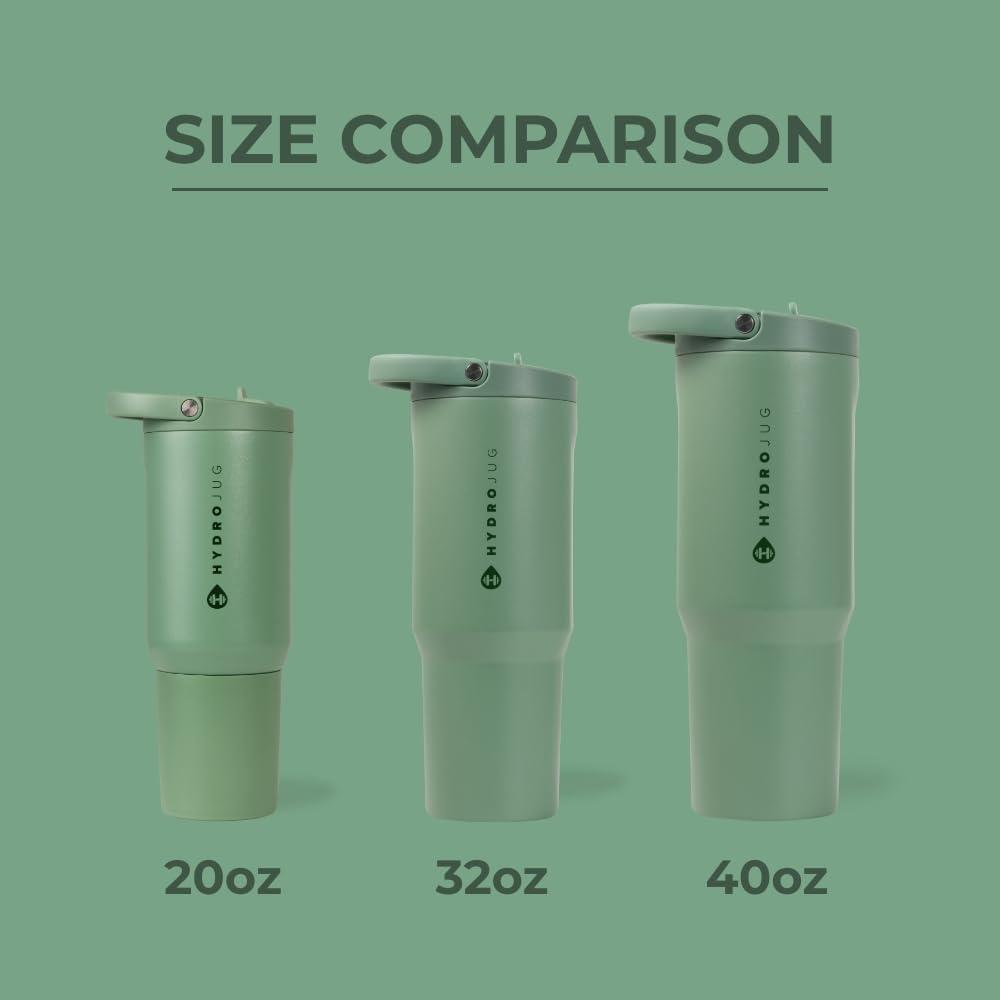 imageHydroJug Sport  Stainless Steel Tumbler with Straw Vacuum Insulated 20oz Leakproof Water Bottle Ergonomic Design Reusable Dishwasher Safe Rubber Base Durable for Gym or Outdoors BlackSage