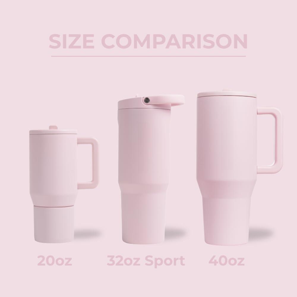 imageHydroJug Sport  Stainless Steel Tumbler with Straw Vacuum Insulated 20oz Leakproof Water Bottle Ergonomic Design Reusable Dishwasher Safe Rubber Base Durable for Gym or Outdoors BlackPink Sand