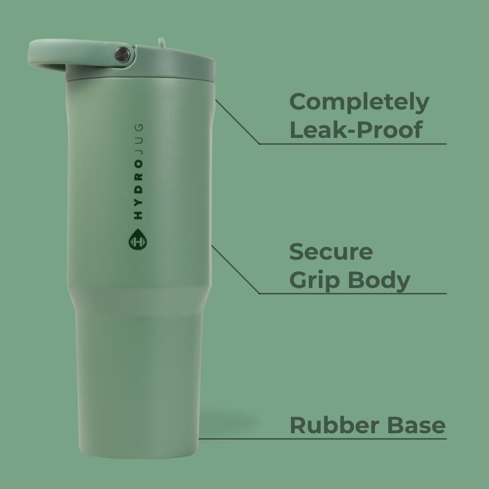 imageHydroJug Sport  Stainless Steel Tumbler with Straw Vacuum Insulated 20oz Leakproof Water Bottle Ergonomic Design Reusable Dishwasher Safe Rubber Base Durable for Gym or Outdoors BlackSage