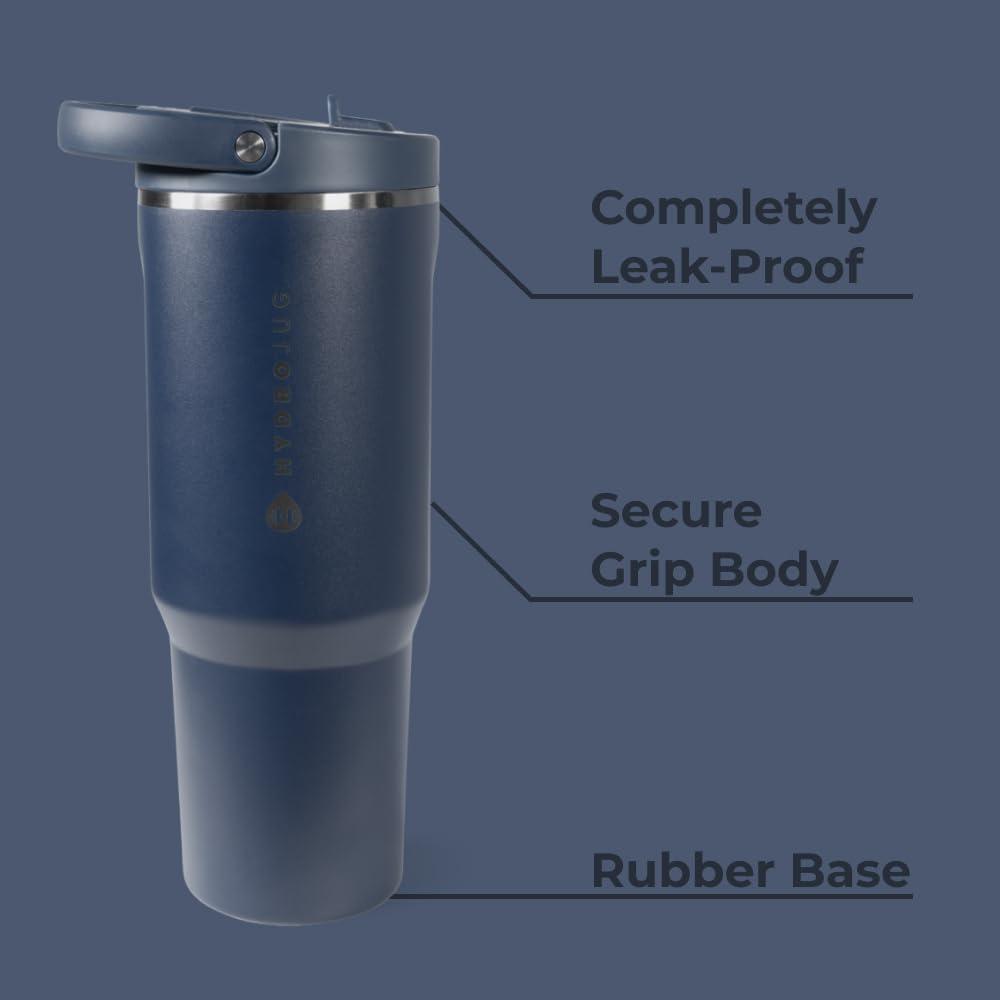 imageHydroJug Sport  Stainless Steel Tumbler with Straw Vacuum Insulated 20oz Leakproof Water Bottle Ergonomic Design Reusable Dishwasher Safe Rubber Base Durable for Gym or Outdoors BlackMidnight
