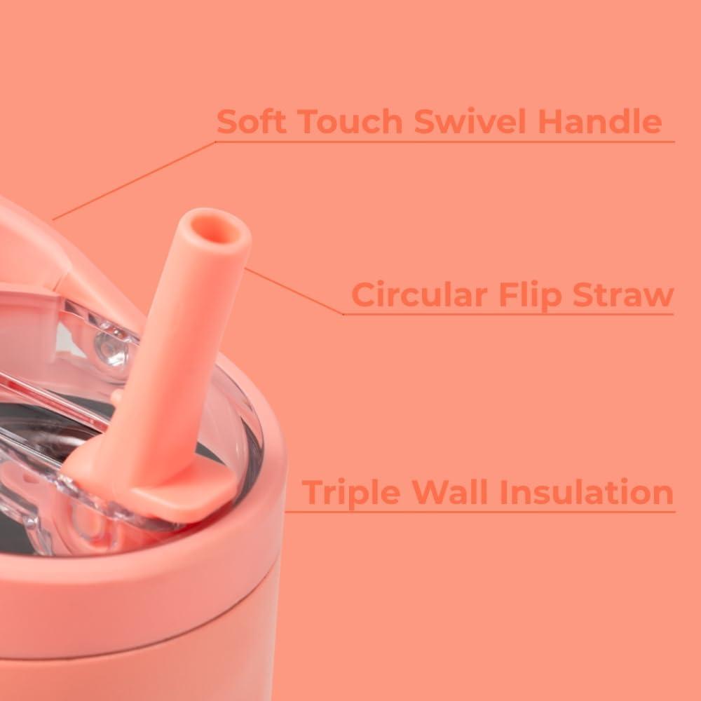 imageHydroJug Sport  Stainless Steel Tumbler with Straw Vacuum Insulated 20oz Leakproof Water Bottle Ergonomic Design Reusable Dishwasher Safe Rubber Base Durable for Gym or Outdoors BlackSummer Peach