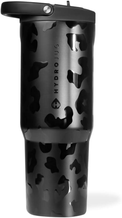 imageHydroJug Sport  Stainless Steel Tumbler with Straw Vacuum Insulated 20oz Leakproof Water Bottle Ergonomic Design Reusable Dishwasher Safe Rubber Base Durable for Gym or Outdoors BlackBlack Leopard