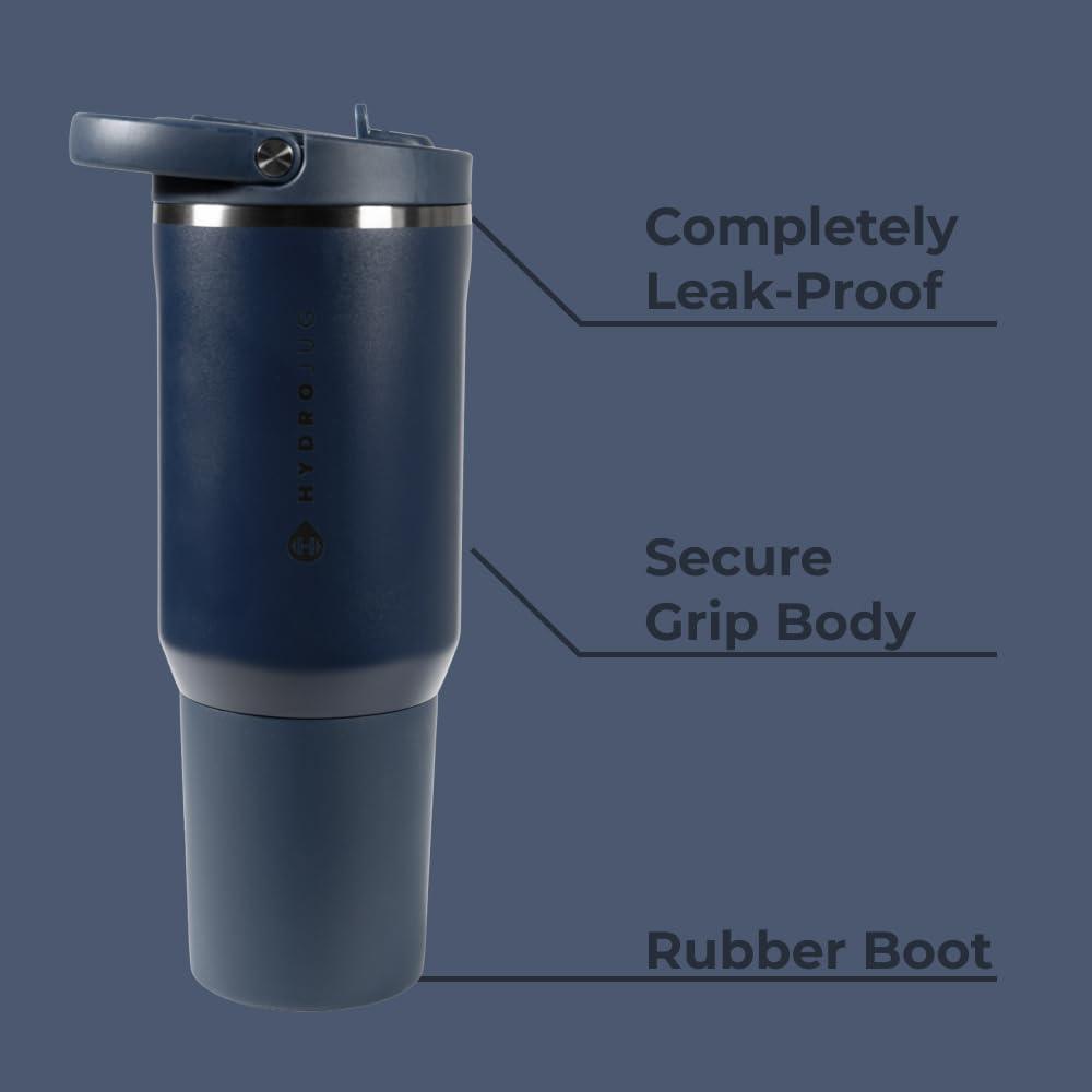 imageHydroJug Sport  Stainless Steel Tumbler with Straw Vacuum Insulated 20oz Leakproof Water Bottle Ergonomic Design Reusable Dishwasher Safe Rubber Base Durable for Gym or Outdoors BlackMidnight