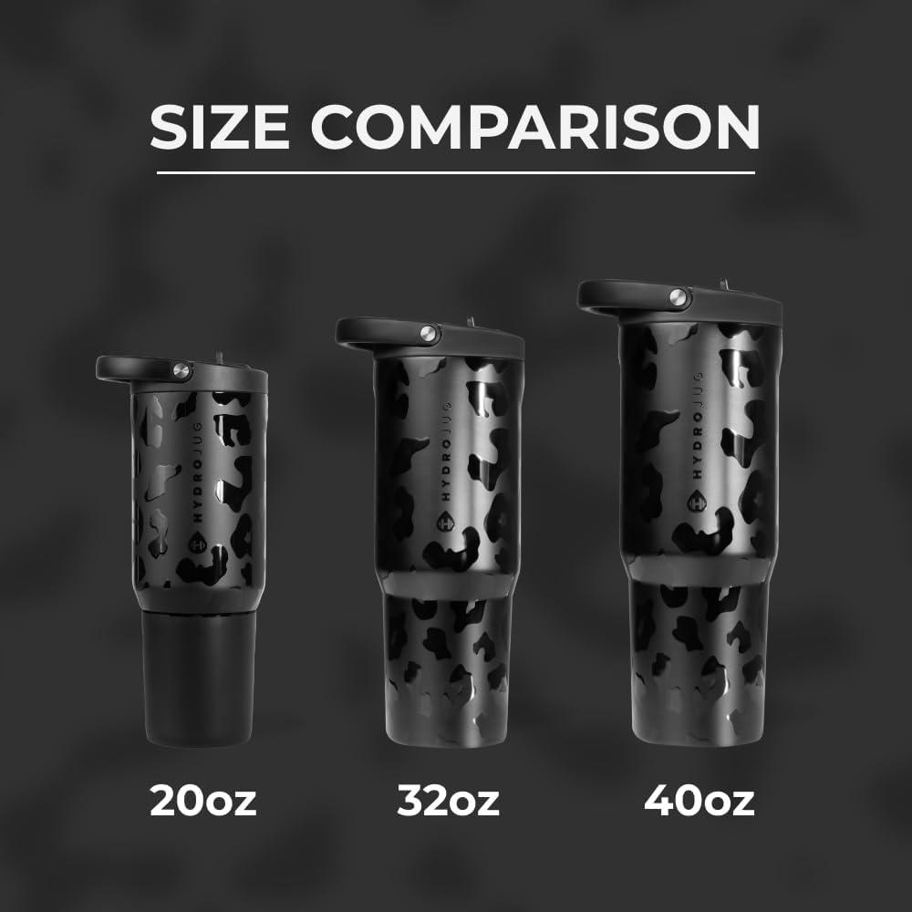 imageHydroJug Sport  Stainless Steel Tumbler with Straw Vacuum Insulated 20oz Leakproof Water Bottle Ergonomic Design Reusable Dishwasher Safe Rubber Base Durable for Gym or Outdoors BlackBlack Leopard