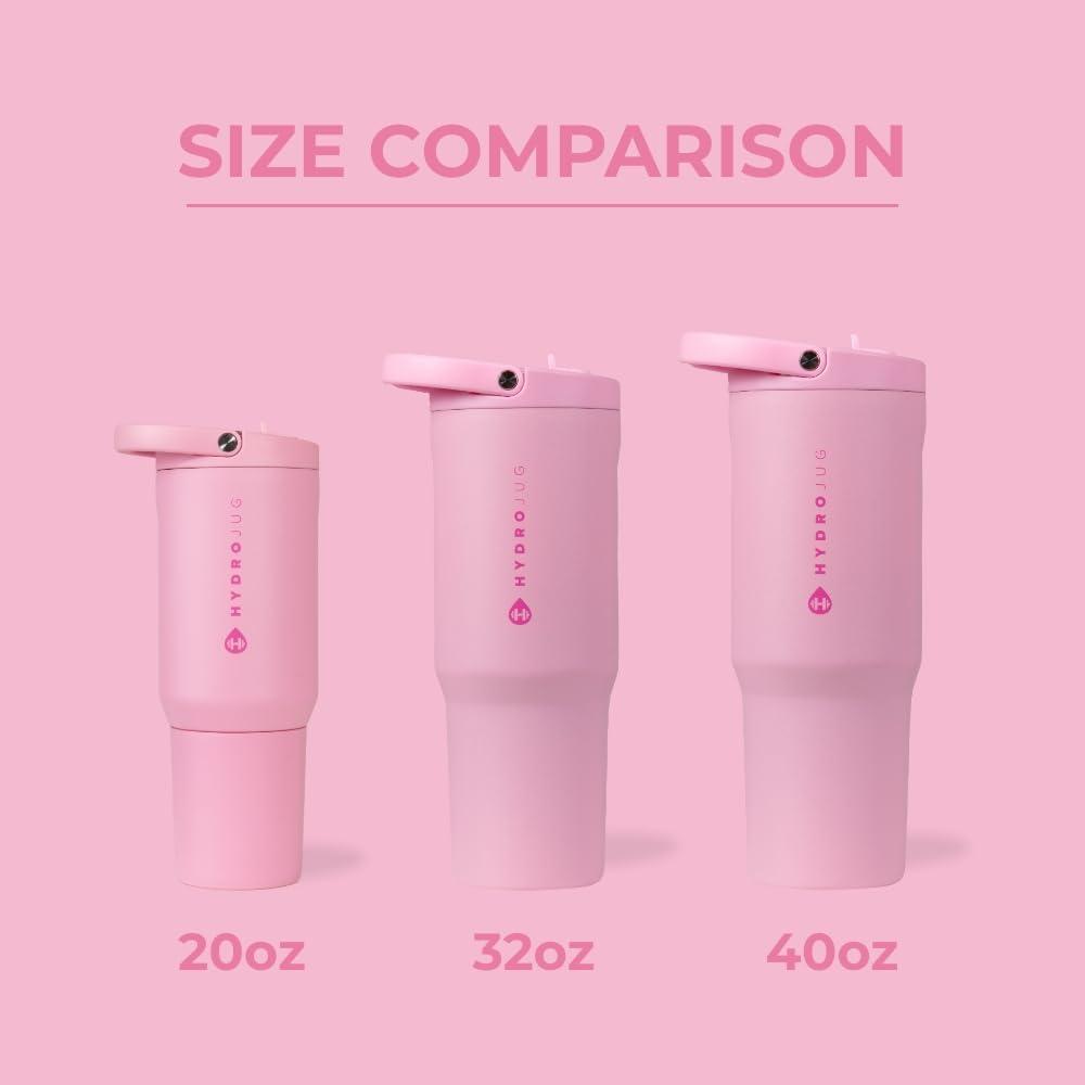 imageHydroJug Sport  Stainless Steel Tumbler with Straw Vacuum Insulated 20oz Leakproof Water Bottle Ergonomic Design Reusable Dishwasher Safe Rubber Base Durable for Gym or Outdoors BlackBlush