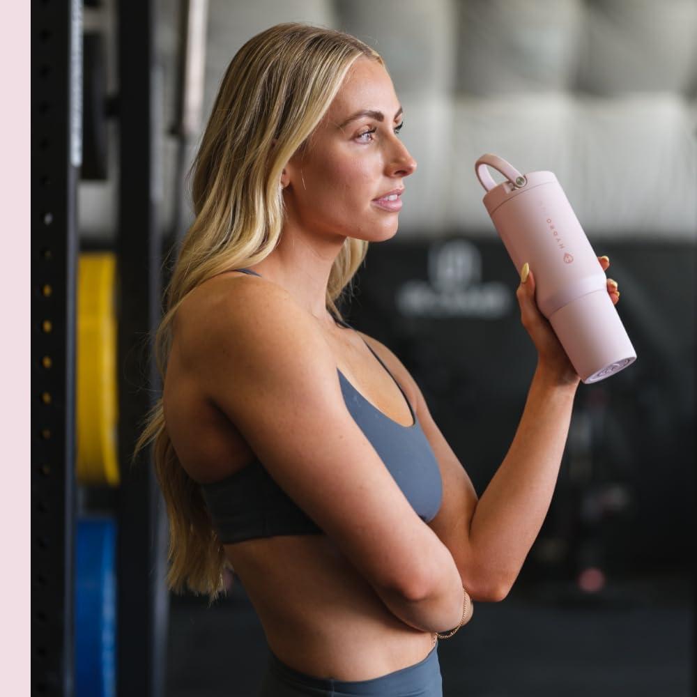 imageHydroJug Sport  Stainless Steel Tumbler with Straw Vacuum Insulated 20oz Leakproof Water Bottle Ergonomic Design Reusable Dishwasher Safe Rubber Base Durable for Gym or Outdoors BlackPink Sand