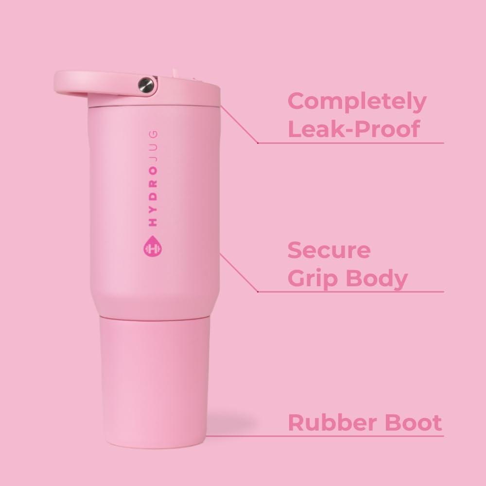 imageHydroJug Sport  Stainless Steel Tumbler with Straw Vacuum Insulated 20oz Leakproof Water Bottle Ergonomic Design Reusable Dishwasher Safe Rubber Base Durable for Gym or Outdoors BlackBlush