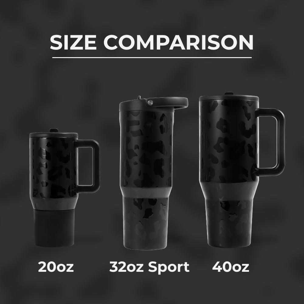 imageHydroJug Sport  Stainless Steel Tumbler with Straw Vacuum Insulated 20oz Leakproof Water Bottle Ergonomic Design Reusable Dishwasher Safe Rubber Base Durable for Gym or Outdoors BlackBlack Leopard