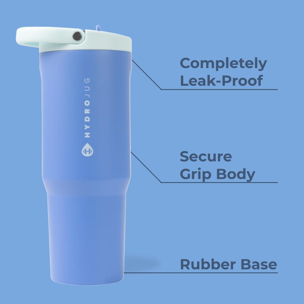 imageHydroJug Sport  Stainless Steel Tumbler with Straw Vacuum Insulated 20oz Leakproof Water Bottle Ergonomic Design Reusable Dishwasher Safe Rubber Base Durable for Gym or Outdoors BlackRiptide
