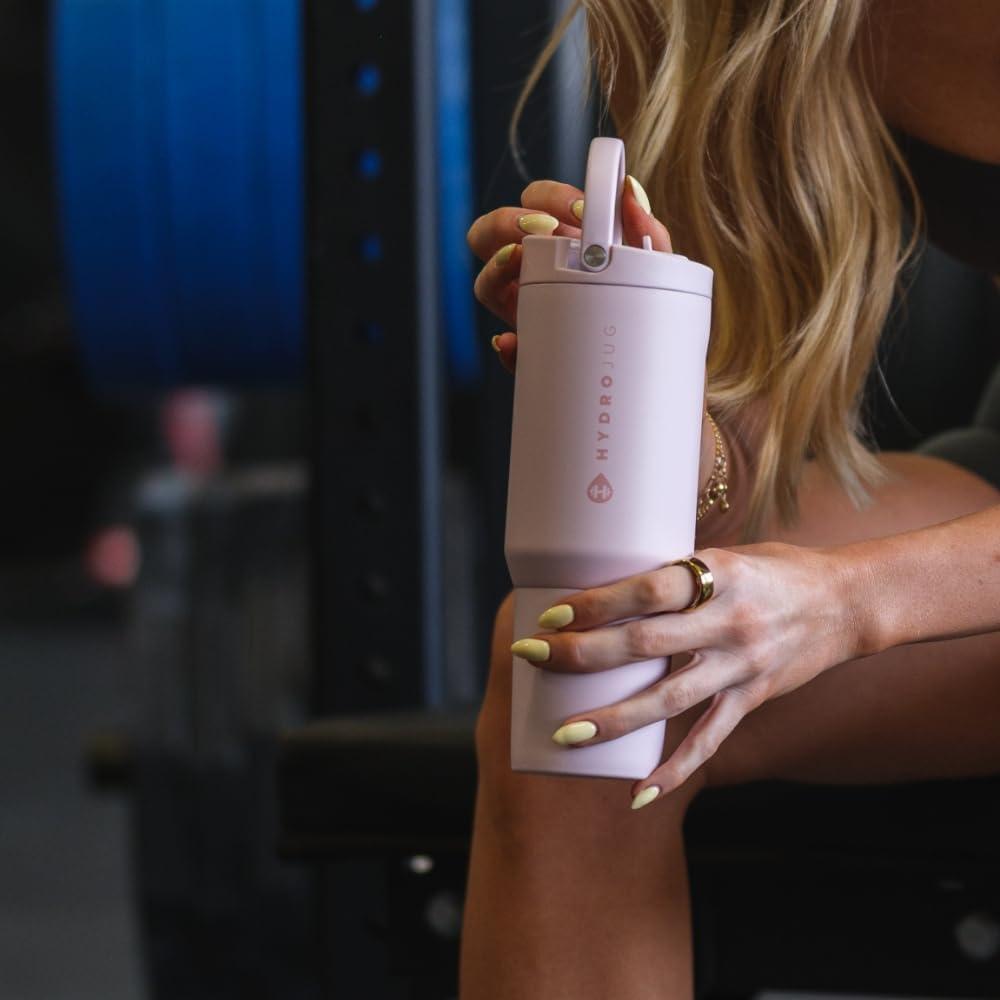 imageHydroJug Sport  Stainless Steel Tumbler with Straw Vacuum Insulated 20oz Leakproof Water Bottle Ergonomic Design Reusable Dishwasher Safe Rubber Base Durable for Gym or Outdoors BlackPink Sand