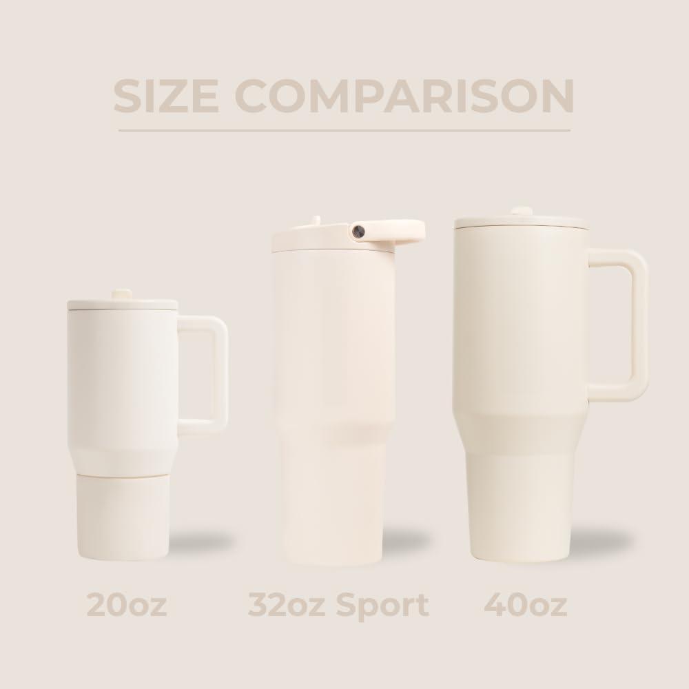 imageHydroJug Sport  Stainless Steel Tumbler with Straw Vacuum Insulated 20oz Leakproof Water Bottle Ergonomic Design Reusable Dishwasher Safe Rubber Base Durable for Gym or Outdoors BlackCream
