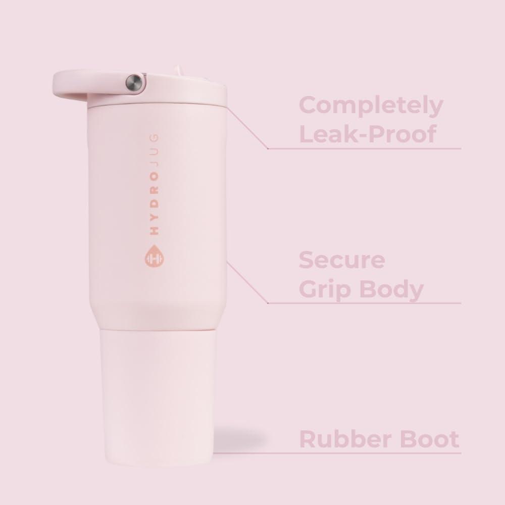 imageHydroJug Sport  Stainless Steel Tumbler with Straw Vacuum Insulated 20oz Leakproof Water Bottle Ergonomic Design Reusable Dishwasher Safe Rubber Base Durable for Gym or Outdoors BlackPink Sand