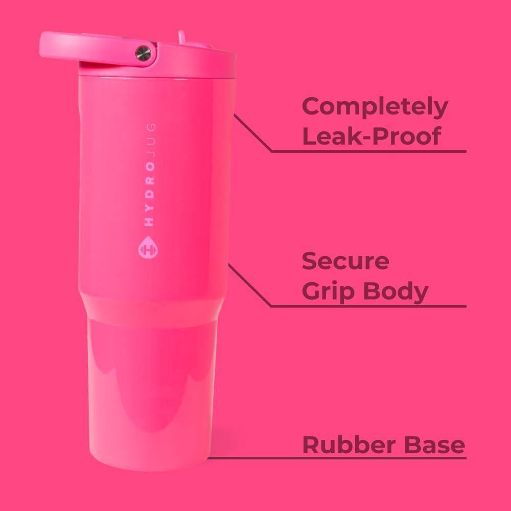 imageHydroJug Sport  Stainless Steel Tumbler with Straw Vacuum Insulated 20oz Leakproof Water Bottle Ergonomic Design Reusable Dishwasher Safe Rubber Base Durable for Gym or Outdoors BlackFlare