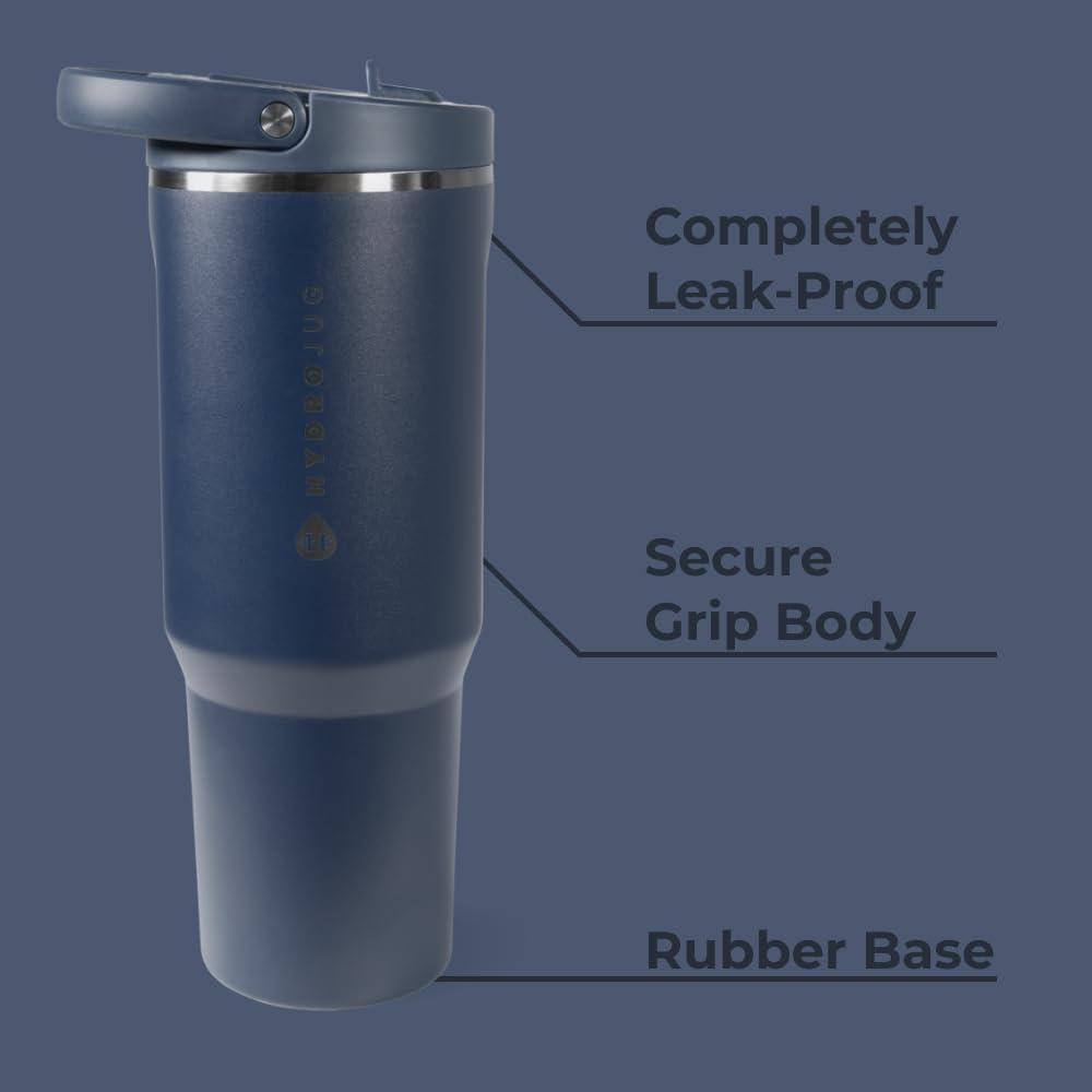 imageHydroJug Sport  Stainless Steel Tumbler with Straw Vacuum Insulated 20oz Leakproof Water Bottle Ergonomic Design Reusable Dishwasher Safe Rubber Base Durable for Gym or Outdoors BlackMidnight