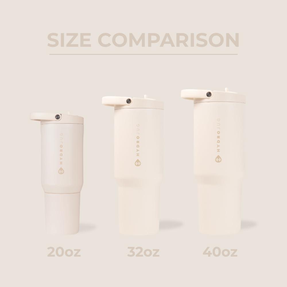 imageHydroJug Sport  Stainless Steel Tumbler with Straw Vacuum Insulated 20oz Leakproof Water Bottle Ergonomic Design Reusable Dishwasher Safe Rubber Base Durable for Gym or Outdoors BlackCream