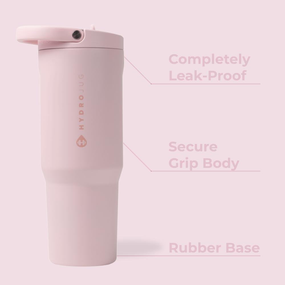 imageHydroJug Sport  Stainless Steel Tumbler with Straw Vacuum Insulated 20oz Leakproof Water Bottle Ergonomic Design Reusable Dishwasher Safe Rubber Base Durable for Gym or Outdoors BlackPink Sand