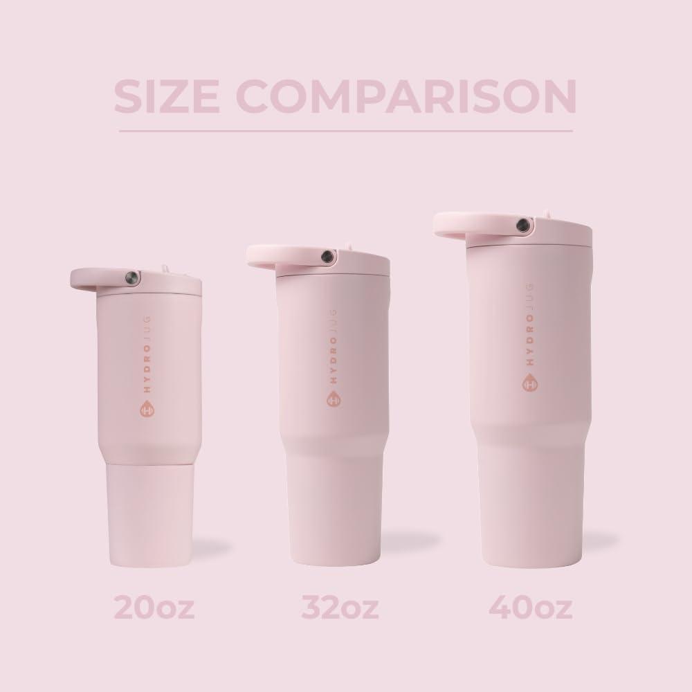 imageHydroJug Sport  Stainless Steel Tumbler with Straw Vacuum Insulated 20oz Leakproof Water Bottle Ergonomic Design Reusable Dishwasher Safe Rubber Base Durable for Gym or Outdoors BlackPink Sand