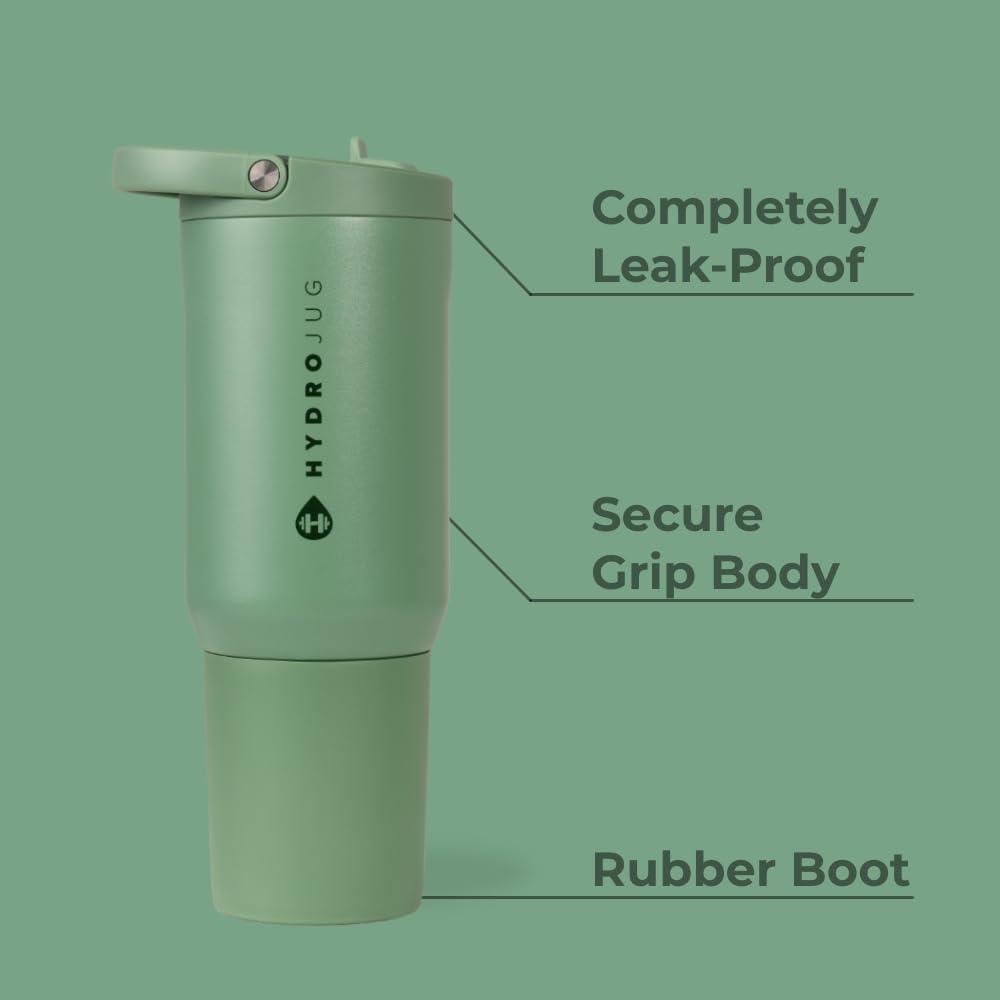 imageHydroJug Sport  Stainless Steel Tumbler with Straw Vacuum Insulated 20oz Leakproof Water Bottle Ergonomic Design Reusable Dishwasher Safe Rubber Base Durable for Gym or Outdoors BlackSage