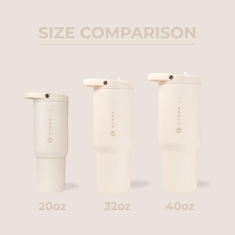 imageHydroJug Sport  Stainless Steel Tumbler with Straw Vacuum Insulated 32oz Leakproof Water Bottle Ergonomic Design Reusable Dishwasher Safe Rubber Base Durable for Gym or Outdoors BlackCream